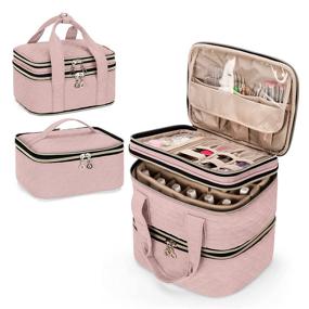 img 4 attached to 🌸 YARWO Detachable Nail Polish Organizer: 48-Bottle 3-Layer Case, Adjustable Dividers, Travel Bag for Manicure Set - Dusty Rose (Bag Only)