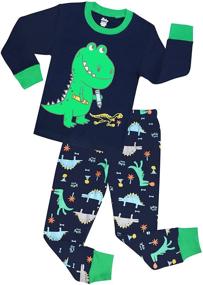 img 4 attached to Shelry Children Pajamas Dinosaur Sleepwear Boys' Clothing for Sleepwear & Robes