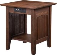 enhanced burnt amber nantucket end table with built-in charging station by atlantic furniture logo