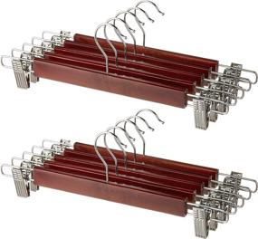 img 3 attached to 👔 Premium Quality Wooden Pant & Skirt Hangers - 10 Pack Mahogany Skirt/Pants Hangers for Organized Wardrobe