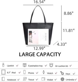 img 1 attached to 👜 Seammer Women's Leather Tote Bag: Stylish & Spacious Shoulder Handbag for Work