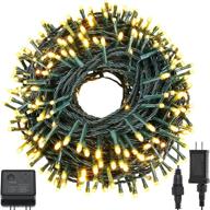 🎄 quwin waterproof led outdoor christmas string lights: 115ft 300 led ul certified 8 modes, end-to-end plug. perfect for christmas tree, patio, wedding, party - warm white fairy lights логотип