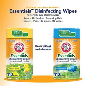 img 3 attached to 🍋 Arm & Hammer Essentials Disinfecting Wipes: Lemon Orchard and Renewing Rain Variety 4-Pack, 110 Count, 440 Wipes, Volcano Scents - Effective Cleaning Solutions