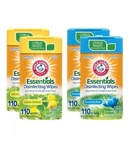 img 4 attached to 🍋 Arm & Hammer Essentials Disinfecting Wipes: Lemon Orchard and Renewing Rain Variety 4-Pack, 110 Count, 440 Wipes, Volcano Scents - Effective Cleaning Solutions