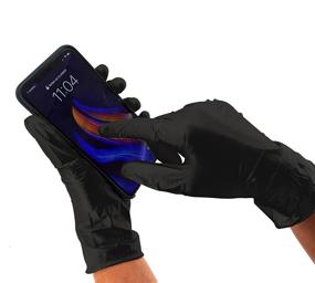 img 2 attached to Colortrak Premium Grip Reusable Gloves - 4 Pairs (8 Gloves Total) - Powder Free Latex - Durable & Chemical Resistant - Textured for Improved Grip - Extra Long Cuff - Washable - Black Color - Medium Size