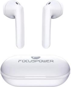 img 4 attached to 🎧 FOCUSPOWER F15 True Wireless Earbuds Bluetooth 5.0 Headphones with 30 Hours Playtime, Charging Case, USB C, IPX5 Waterproof – TWS Stereo Earphones with Built-in Microphone for Sports and Work