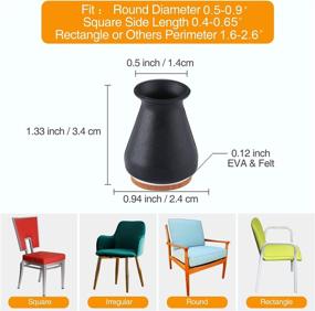 img 2 attached to 🪑 Premium 16 Pcs Black Silicone Chair Leg Floor Protectors with Felt - Extra Small Chair Leg Caps to Fit 0.5" - 1" Silicon Furniture Leg Feet - Protect Your Wooden Floor from Scratches and Noise