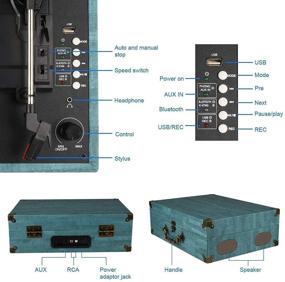 img 1 attached to 🎵 Винтажный проигрыватель виниловых пластинок с встроенным Bluetooth, стереодинамиками и записью винила в формат MP3 - 3 скорости и размеры, дизайн чемодана