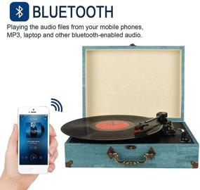 img 3 attached to 🎵 Винтажный проигрыватель виниловых пластинок с встроенным Bluetooth, стереодинамиками и записью винила в формат MP3 - 3 скорости и размеры, дизайн чемодана