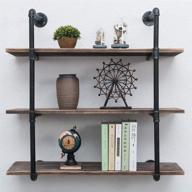 🛠️ 36in industrial pipe shelving wall mounted - rustic metal floating shelves, steampunk real wood bookshelves - wall shelf unit for hanging - farmhouse kitchen bar shelving, 3 tier logo