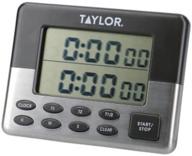 ⏱️ taylor pro digital dual kitchen timer with stopwatch function - 24 hours portable countdown clock, endorsed by professional chefs - plastic and stainless steel in grey and silver logo