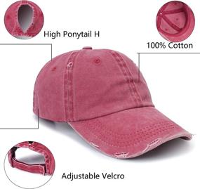 img 3 attached to 🧢 Leotruny Women's Washed Cotton High Ponytail Baseball Cap - Enhanced SEO