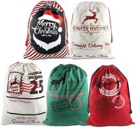 👜 ageoli large santa sacks christmas cotton bags: 5 packs, 27.5" x 19.7" with drawstrings logo