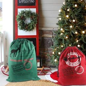 img 1 attached to 👜 Ageoli Large Santa Sacks Christmas Cotton Bags: 5 Packs, 27.5" x 19.7" with Drawstrings