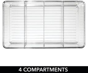 img 1 attached to 🗄️ Clear Plastic Office Storage Organizer Bin Box - 4 Divided Sections - Cabinets, Closets, Drawers, Desks, Tables, Workspace, 4 Pack - mDesign