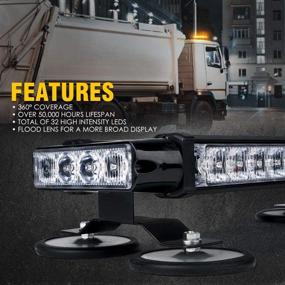 img 3 attached to 🚨 Xprite Amber 32 LED Strobe Flashing Light Bar with Magnetic Base - 21 Flash Modes, 14.5 Inch Emergency Hazard Warning Beacon Lights for Tow Vehicles, Trucks, Cars, Trailers, Tractors, Snow Plows, Roof Safety