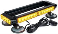 🚨 xprite amber 32 led strobe flashing light bar with magnetic base - 21 flash modes, 14.5 inch emergency hazard warning beacon lights for tow vehicles, trucks, cars, trailers, tractors, snow plows, roof safety logo