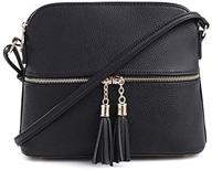 🌙 lunar lightweight medium dome crossbody bag: chic style with tassel, zipper pocket, adjustable strap logo