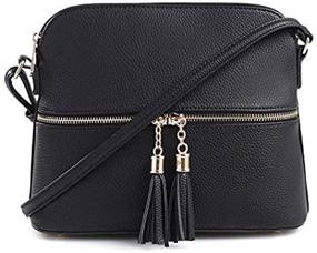 img 1 attached to 🌙 Lunar Lightweight Medium Dome Crossbody Bag: Chic Style with Tassel, Zipper Pocket, Adjustable Strap