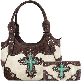 img 4 attached to 👜 Stylish & Secure: Western Rhinestone Leather Concealed Shoulder Women's Handbags & Wallets in Totes