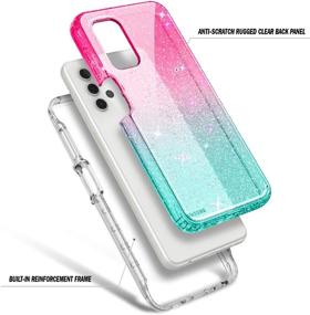 img 2 attached to 📱 Ultimate protection with NZND Case for Samsung Galaxy A32 5G: Built-in Screen Protector, Shockproof Rugged Bumper, Glitter Pink/Aqua Design