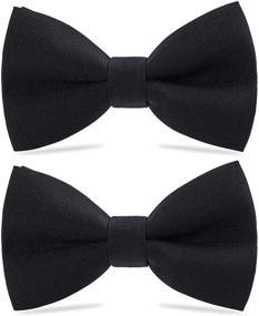 img 4 attached to 🎀 Gabardine Solid Color Pre-Tied Bow Tie - Adjustable Bowtie for Children & Adults