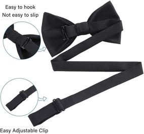img 2 attached to 🎀 Gabardine Solid Color Pre-Tied Bow Tie - Adjustable Bowtie for Children & Adults