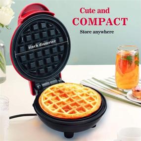 img 1 attached to Aurkalri Mini Waffle Maker for Individual Waffles: Perfect On-the-Go Breakfast, Lunch, or Snack Maker with Easy Clean Non-Stick Coated Plates & Automatic Temperature Control (Red)