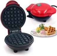 aurkalri mini waffle maker for individual waffles: perfect on-the-go breakfast, lunch, or snack maker with easy clean non-stick coated plates & automatic temperature control (red) логотип