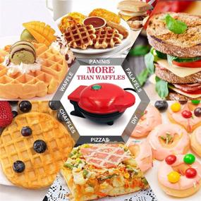 img 3 attached to Aurkalri Mini Waffle Maker for Individual Waffles: Perfect On-the-Go Breakfast, Lunch, or Snack Maker with Easy Clean Non-Stick Coated Plates & Automatic Temperature Control (Red)