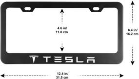 img 3 attached to Премиум матовый черный 2 шт. Набор рамок для номерного знака Tesla из нержавеющей стали с крышками винтов-колпачками - изящные и прочные.