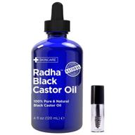 🌱 radha beauty black castor oil (4oz) - 100% pure, cold pressed, hexane free - stimulate growth for eyelashes, eyebrows, and hair - lash growth serum and brow treatment logo