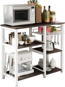 img 4 attached to 🏺 Versatile and Compact Soges 3-Tier Kitchen Baker's Rack: Storage Cart with Microwave Oven Stand and Workstation Shelf - W5s-B