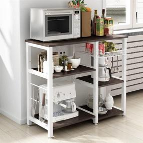 img 3 attached to 🏺 Versatile and Compact Soges 3-Tier Kitchen Baker's Rack: Storage Cart with Microwave Oven Stand and Workstation Shelf - W5s-B