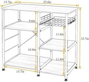 img 2 attached to 🏺 Versatile and Compact Soges 3-Tier Kitchen Baker's Rack: Storage Cart with Microwave Oven Stand and Workstation Shelf - W5s-B