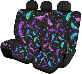 img 4 attached to Xhuibop Galaxy Bat Car Seat Covers Front And Back Split Bench Seat Covers Goth Car Accessories For Women Full Set 4 Pieces Machine Washable