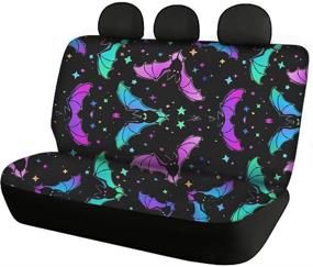 img 3 attached to Xhuibop Galaxy Bat Car Seat Covers Front And Back Split Bench Seat Covers Goth Car Accessories For Women Full Set 4 Pieces Machine Washable