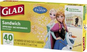 img 2 attached to 🏻 Пакеты для хранения продуктов Glad, Disney Frozen, 40 штук - пакеты с замочком размером для бутербродов для максимального удобства