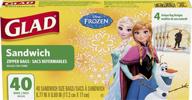 🏻 пакеты для хранения продуктов glad, disney frozen, 40 штук - пакеты с замочком размером для бутербродов для максимального удобства логотип