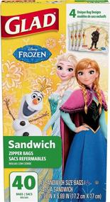 img 1 attached to 🏻 Пакеты для хранения продуктов Glad, Disney Frozen, 40 штук - пакеты с замочком размером для бутербродов для максимального удобства