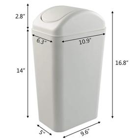 img 3 attached to 🗑️ Hespama Slim Trash Can: 14L Gray Garbage Bin with Swing Lid - Perfect for Narrow Spaces!