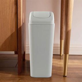 img 1 attached to 🗑️ Hespama Slim Trash Can: 14L Gray Garbage Bin with Swing Lid - Perfect for Narrow Spaces!