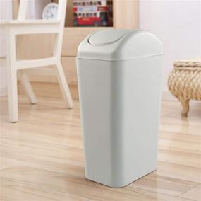 img 2 attached to 🗑️ Hespama Slim Trash Can: 14L Gray Garbage Bin with Swing Lid - Perfect for Narrow Spaces!