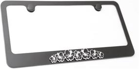 img 3 attached to 🌺 Hibiscus 3D Flower Emblem Metal License Plate Frame - Black Frame with Black Flower