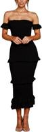 👗 tiered strapless bodycon dress with shoulder ruffle - women's clothing logo