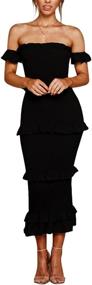 img 4 attached to 👗 Tiered Strapless Bodycon Dress with Shoulder Ruffle - Women's Clothing