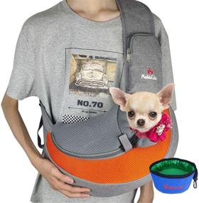 img 4 attached to 🐾 RABBICUTE Small Pet Dog Sling Carrier – Breathable Soft Mesh, Travel-Safe Sling Bag for Small Dogs and Cats – Adjustable Shoulder Strap, Doggy Backpack for Outdoor Travel