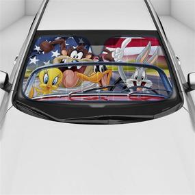 img 3 attached to Official Licensed Looney Tunes Bugs Bunny Daffy Duck Taz & Tweety Bird Auto Sunshade - Front Windshield Sun Shade for Car Truck SUV, Blocks UV Rays for Sun Visor Protection - Keeps Vehicle Cool