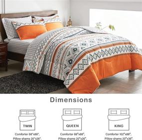 img 2 attached to 🛏️ FlySheep Bohemian Orange Comforter Set Twin Size for Kids - Stylish Tribal Geometric Bedding, Ultra Soft Microfiber Reversible Comforter + 2 Pillow Shams, All-Season Essential