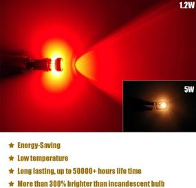 img 2 attached to 💡 KISLED 12-24V Super Bright T10 LED Bulbs with Projectors for Side Marker Cargo High Mount 3rd Brake Lights, Brilliant Red - 194 912 921 168 175 2825 W5W Compatible